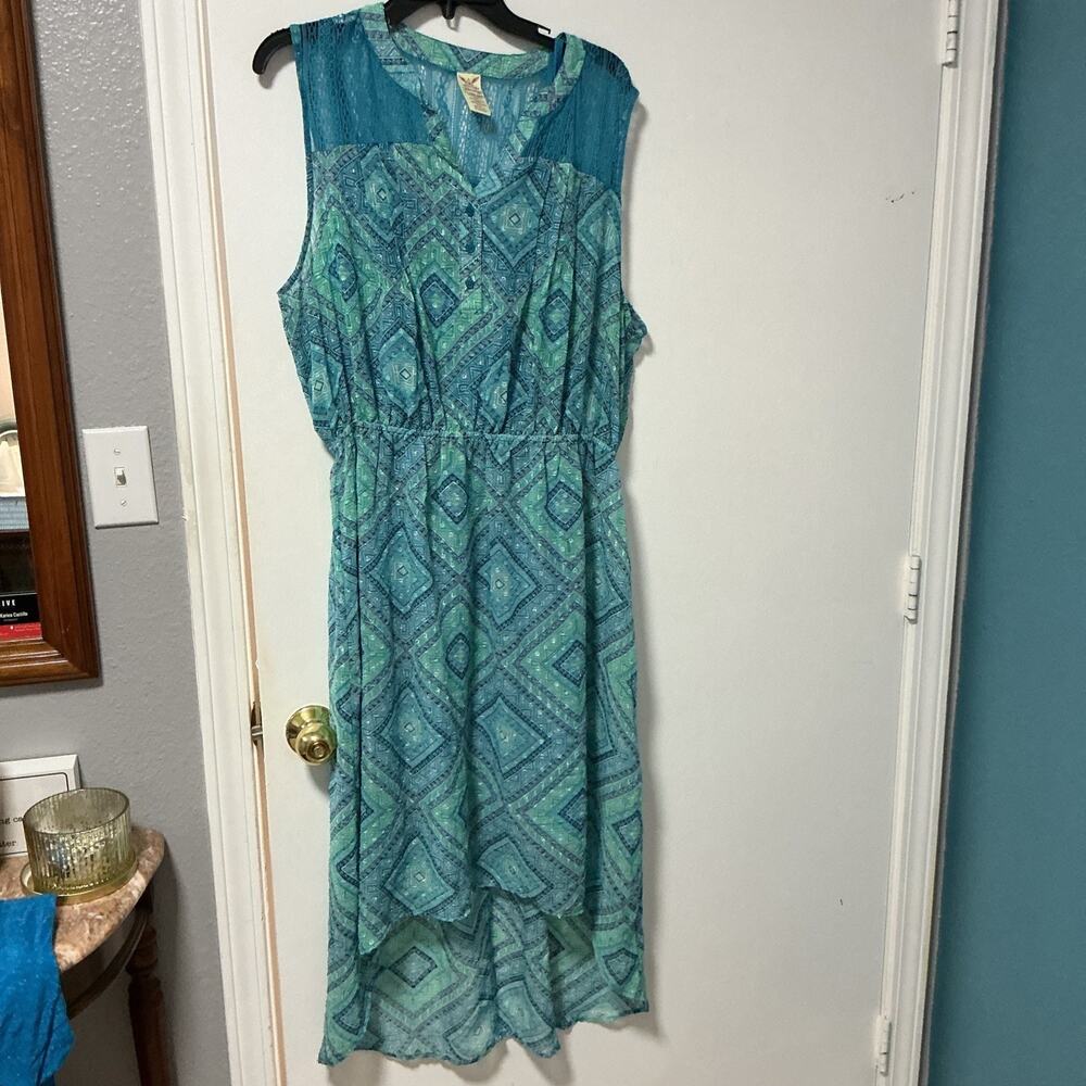 Womens Faded Glory SIZE 2X Dress Lacey Bodice High Low Length #3926